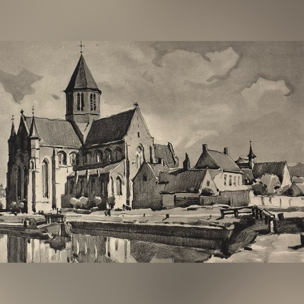 Herman Verbaere Fine Art Print Vintage Original Antique BELGIAN / BELGIUM SKETCH